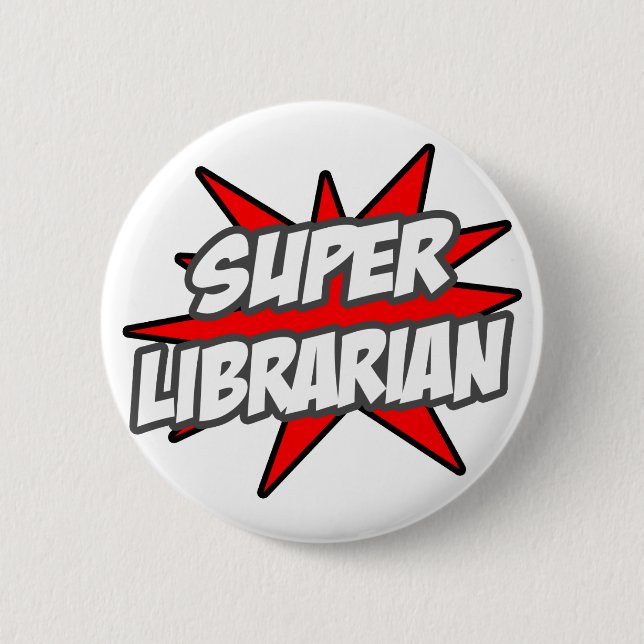 Badge Rond 5 Cm Super bibliothécaire (Devant)