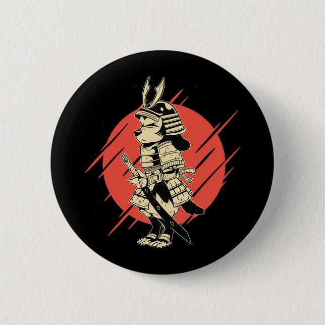 Badge Rond 5 Cm Super Chien Samurai Guerrier (Devant)