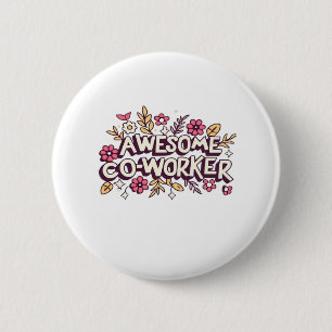 Badge Rond 5 Cm Super Coworker, Cadeau Collègue, Meilleur Coworker