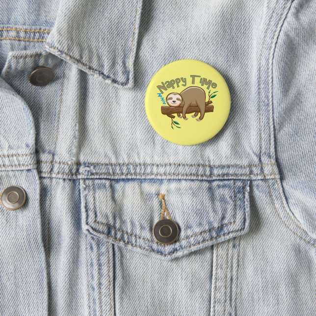 Badge Rond 5 Cm Super Delighful Baby Sloth (En situation)