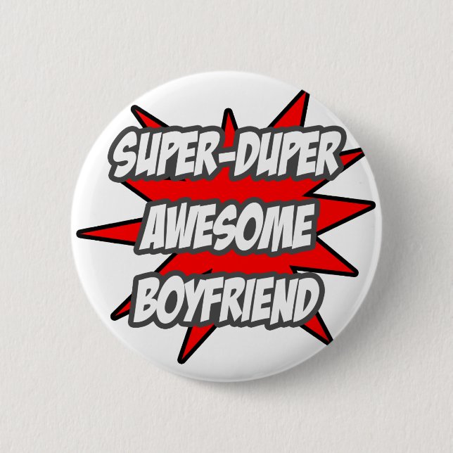 Badge Rond 5 Cm Super Duper Awesome Boy ami (Devant)