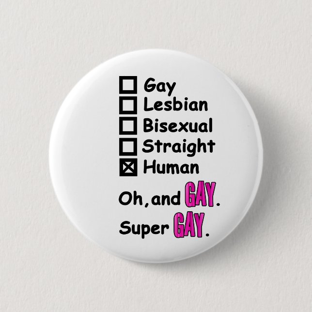 Badge Rond 5 Cm Super Gay (Devant)