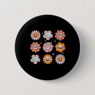 Badge Rond 5 Cm Super Halloween Smile Face Disco Citrouille rétro