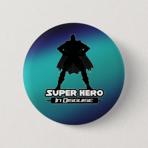 Badge Rond 5 Cm Super Héros Bleu Turquoise Déguisé Bande Dessinée