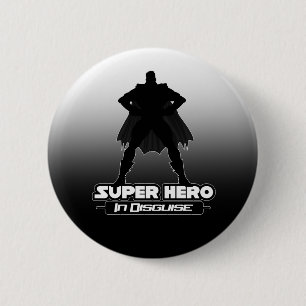 Badge Rond 5 Cm Super Héros Minimaliste Noir et Blanc Déguisé
