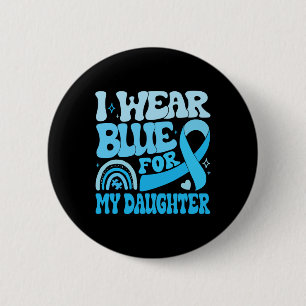 Badge Rond 5 Cm Super J'en Porte Du Bleu Pour La Journée Mondiale