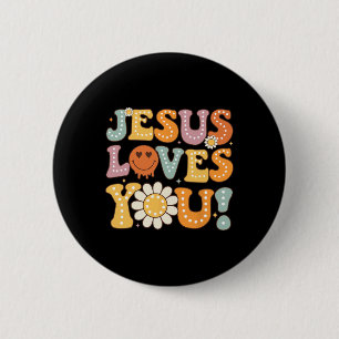 Badge Rond 5 Cm Super Jésus vous aime Enfants Femmes Foi religieus
