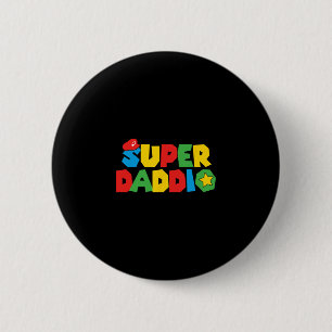 Badge Rond 5 Cm Super Papa Joueur Déchaîné Célébrant la Puissance