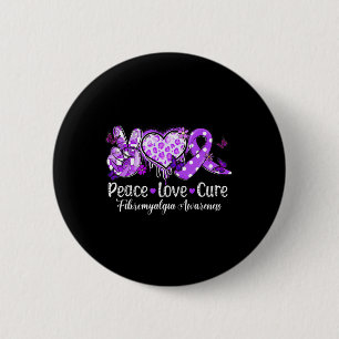Badge Rond 5 Cm Super Peace Love Cure Purple Ribbon Fibromyalgie