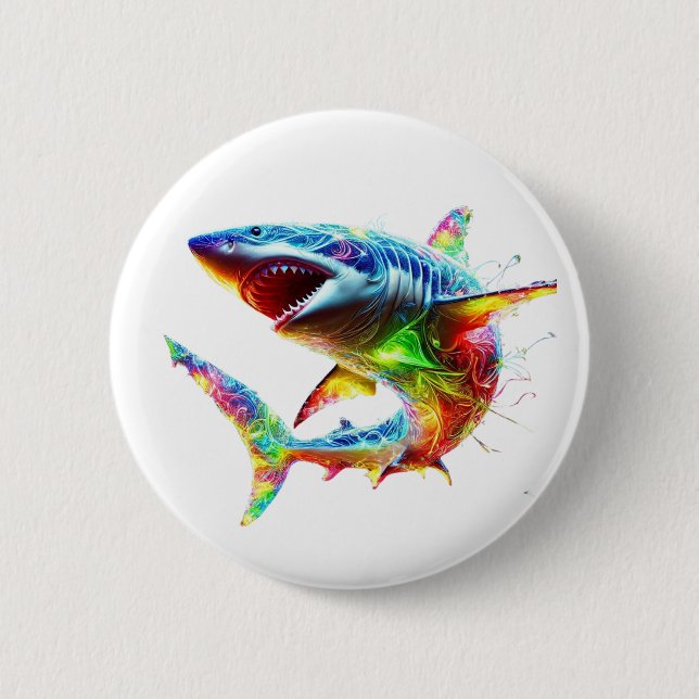 Badge Rond 5 Cm Super Requin (Devant)
