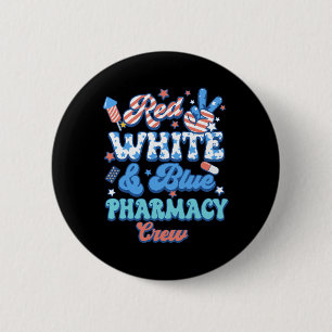 Badge Rond 5 Cm Super Rouge Blanc Bleu Pharmacie Crew Pharmist 4e