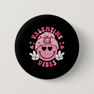 Badge Rond 5 Cm Super Valentine Vibes Sourire Visage Valentin Jour