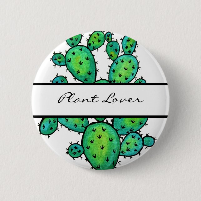 Badge Rond 5 Cm Superbe aquarelle prickly Cactus (Devant)