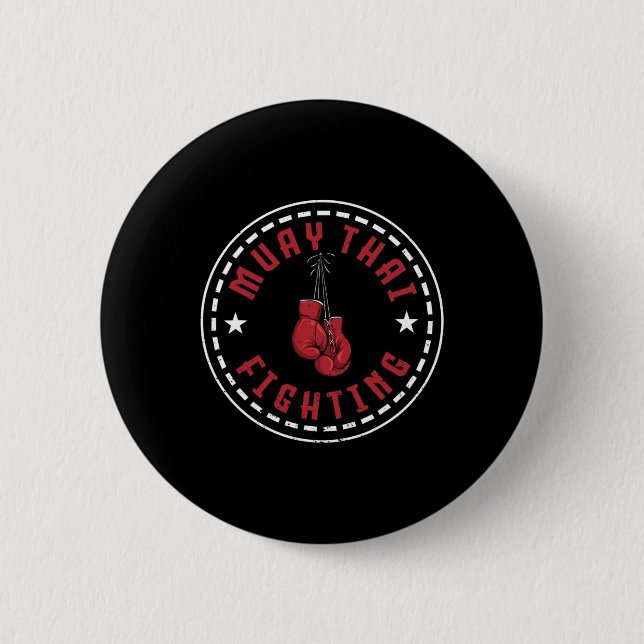 Badge Rond 5 Cm Superbe conception de combat de Muay Thai Kickboxe (Devant)