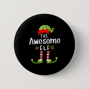 Badge Rond 5 Cm Superbe Pyjama assorti de Noël Elfe X-mas Party