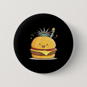 Badge Rond 5 Cm Superbe Statue Liberty Burger Costume Pour Garçons
