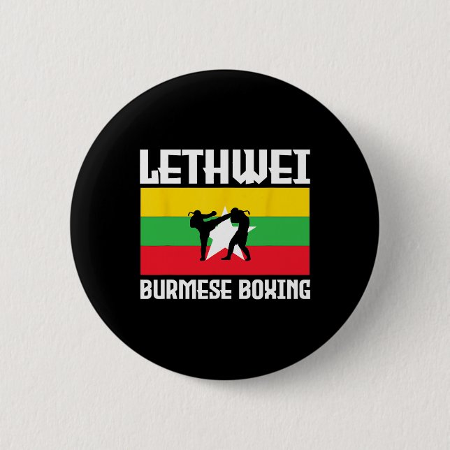 Badge Rond 5 Cm Superbe tenue de boxe birmane Lethwei Kick Mma Kic (Devant)