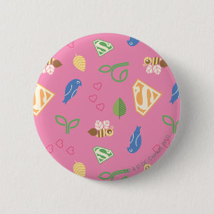 Badge Rond 5 Cm Supergirl Birds & Bees Pink