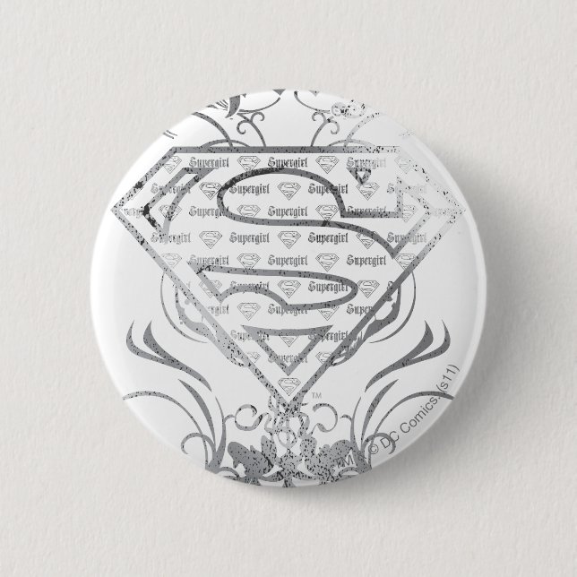 Badge Rond 5 Cm Supergirl Fancy Silver Logo (Devant)