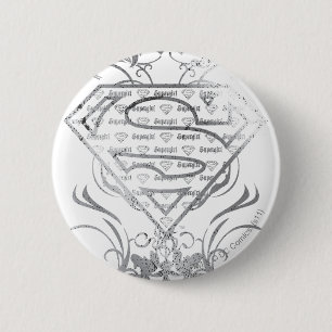 Badge Rond 5 Cm Supergirl Fancy Silver Logo