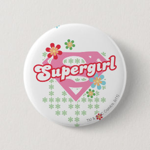 Badge Rond 5 Cm Supergirl Flower Madness