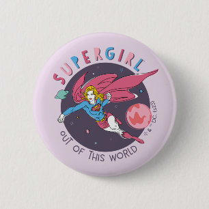 Badge Rond 5 Cm Supergirl Flying Upwards Illustration