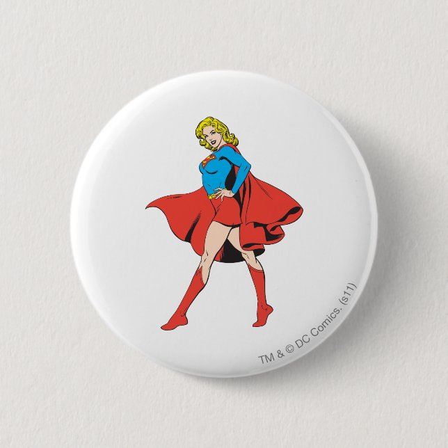 Badge Rond 5 Cm Supergirl frappe un poteau (Devant)