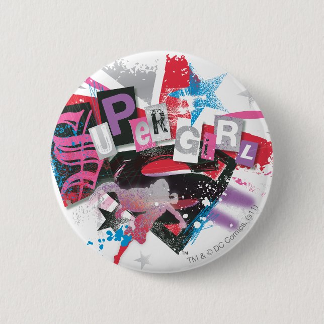 Badge Rond 5 Cm Supergirl Grunge Design (Devant)