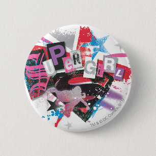 Badge Rond 5 Cm Supergirl Grunge Design