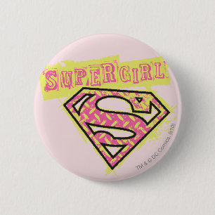 Badge Rond 5 Cm Supergirl Grunge Logo Pink