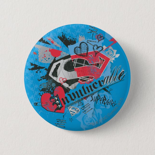 Badge Rond 5 Cm Supergirl invulnérable (Devant)