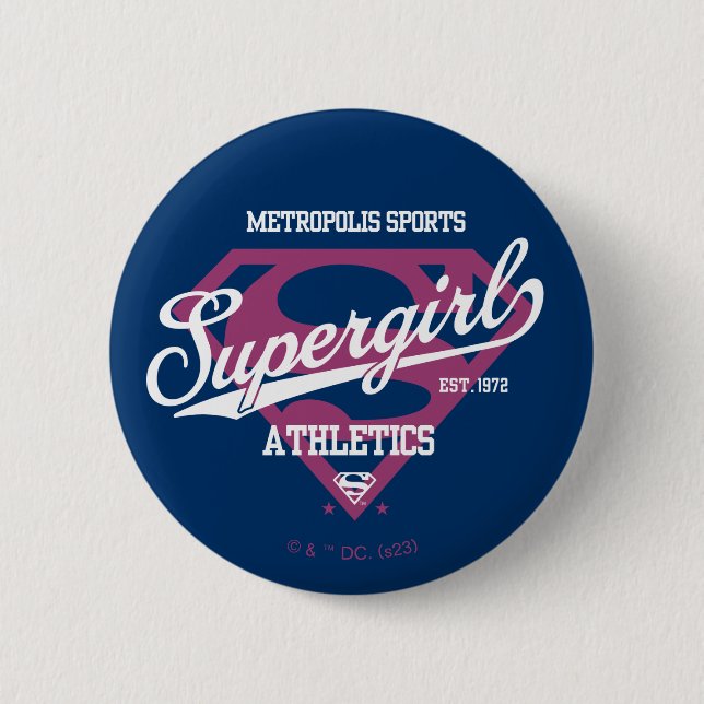 Badge Rond 5 Cm Supergirl Metropolis Sports Athlétisme Graphique (Devant)