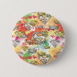 Badge Rond 5 Cm Supergirl Motif de la Couronne