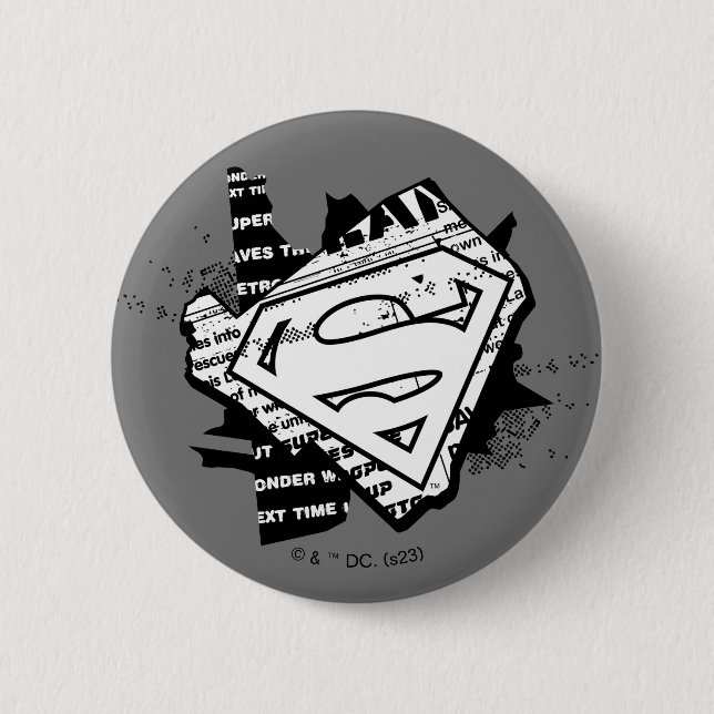 Badge Rond 5 Cm Supergirl Newsprint S-Shield (Devant)
