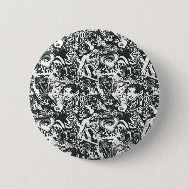 Badge Rond 5 Cm Supergirl noir et blanc collage (Devant)