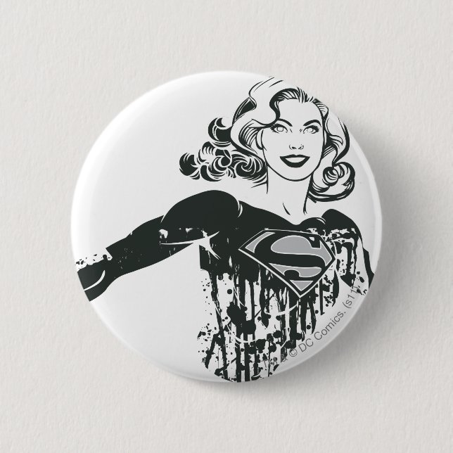 Badge Rond 5 Cm Supergirl noir et blanc dessin 1 (Devant)