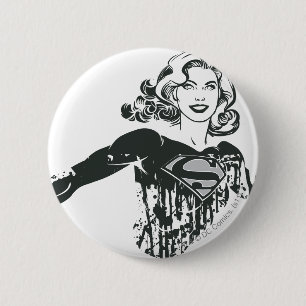Badge Rond 5 Cm Supergirl noir et blanc dessin 1