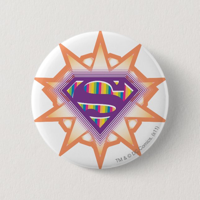 Badge Rond 5 Cm Supergirl Orange Starburst (Devant)