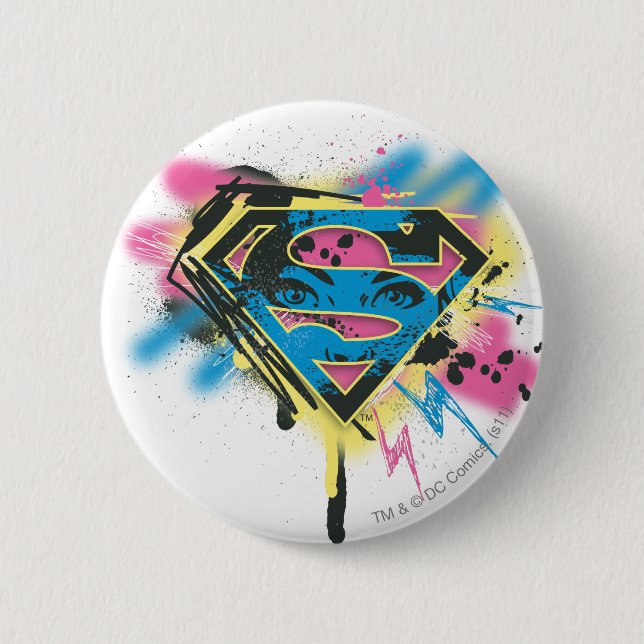 Badge Rond 5 Cm Supergirl Paint and Spills (Devant)