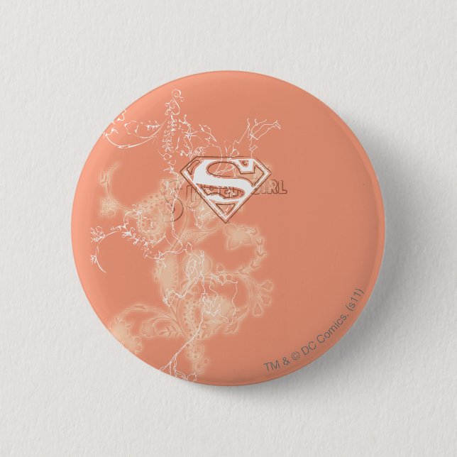 Badge Rond 5 Cm Supergirl Pêche motif floral (Devant)