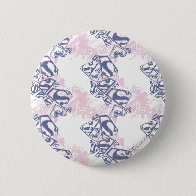 Badge Rond 5 Cm Supergirl Pink and Purple Pattern (Devant)