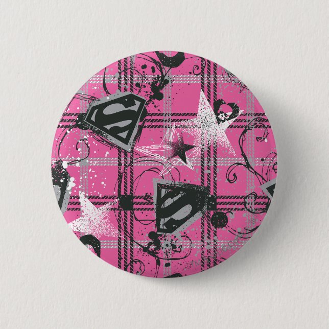 Badge Rond 5 Cm Supergirl Pink SplatCarré (Devant)
