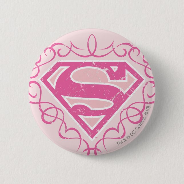 Badge Rond 5 Cm Supergirl Pink Stripes (Devant)