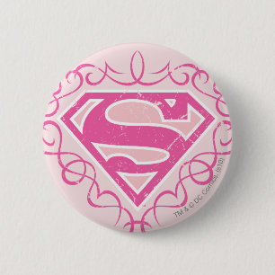 Badge Rond 5 Cm Supergirl Pink Stripes