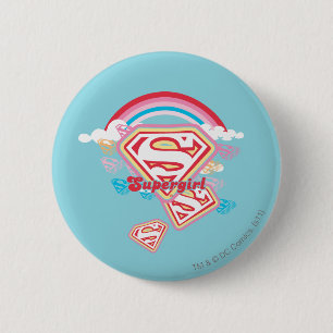 Badge Rond 5 Cm Supergirl Rainbow