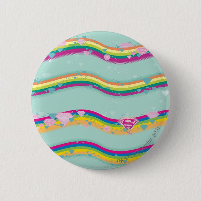 Badge Rond 5 Cm Supergirl Rainbow Waves (Devant)