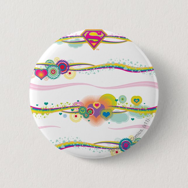 Badge Rond 5 Cm Supergirl Retro Rainbow (Devant)