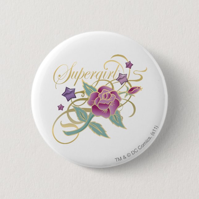 Badge Rond 5 Cm Supergirl Rose (Devant)