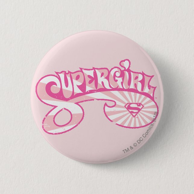 Badge Rond 5 Cm Supergirl Rose Logo Star Burn (Devant)