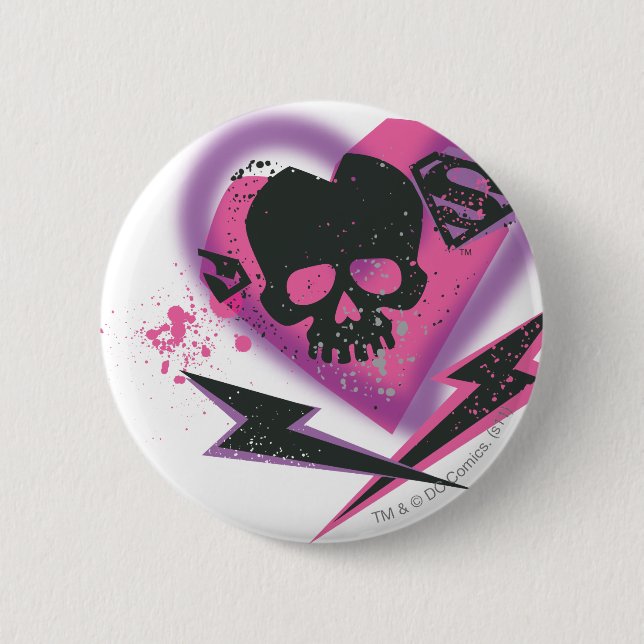 Badge Rond 5 Cm Supergirl Skuls et Lightning (Devant)